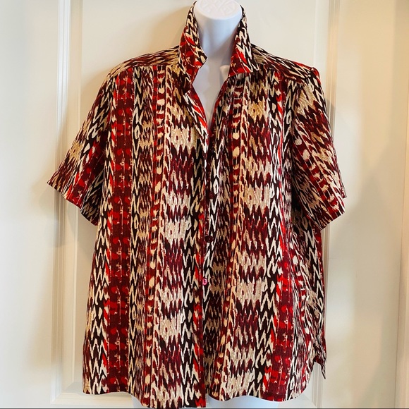 Vintage Button Down African Print Style Blouse M - Picture 6 of 7